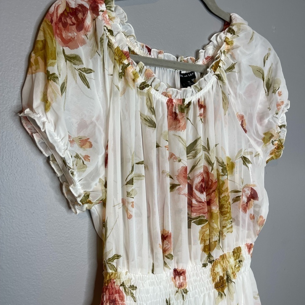 Kate and Lily Floral Peony Maxi Dress Size 12 Tiered Sheer Sleeve - Picture 2 of 10